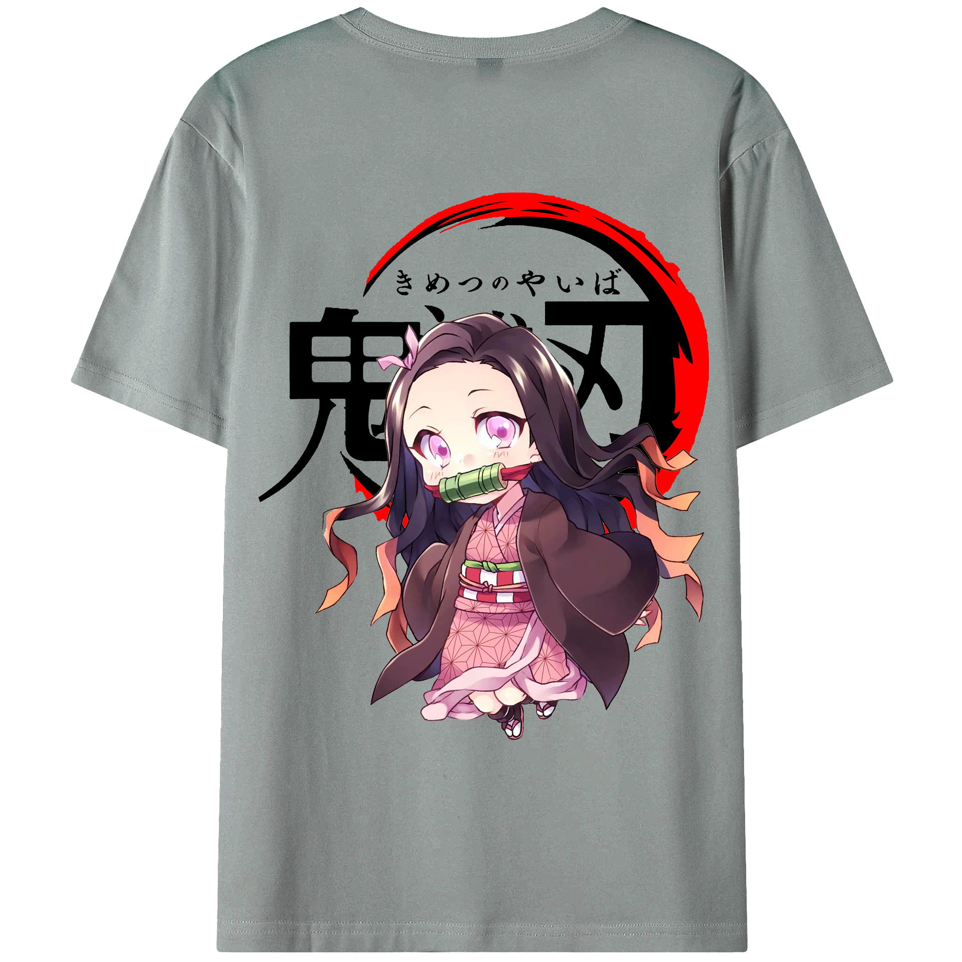 （画像用） 鬼滅の刃（きめつのやいば）竈門 禰󠄀豆子／かまど ねずこ Kamado Nezuko 綿100％ メンズ半袖Tシャツ（バックプリント） 通気性